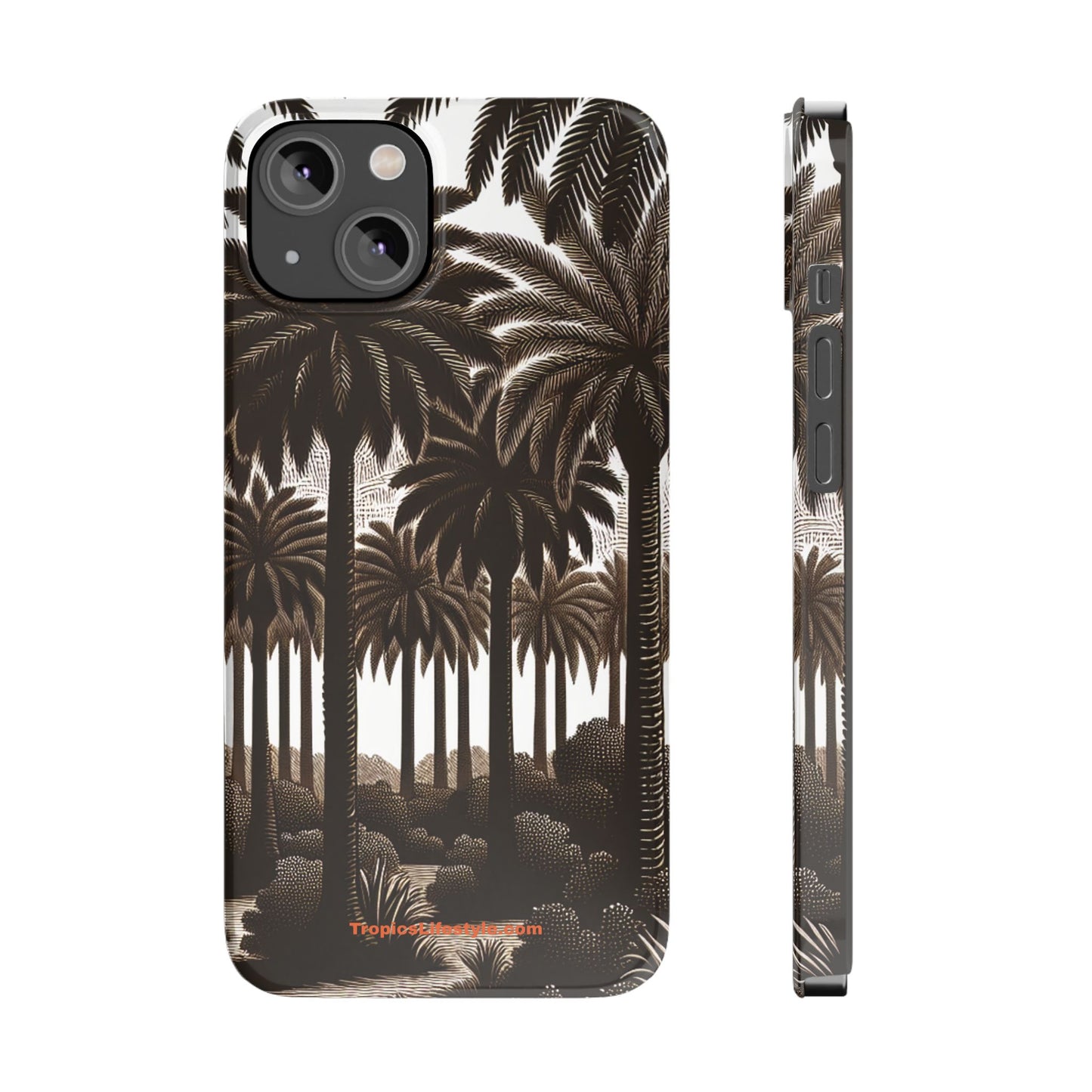 Slim Phone Cases - Woodcut Palm Grove