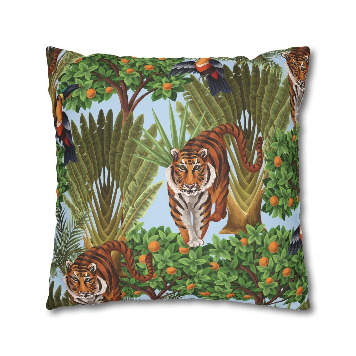 Faux Suede Square Pillowcase - Tiger Haven Blue