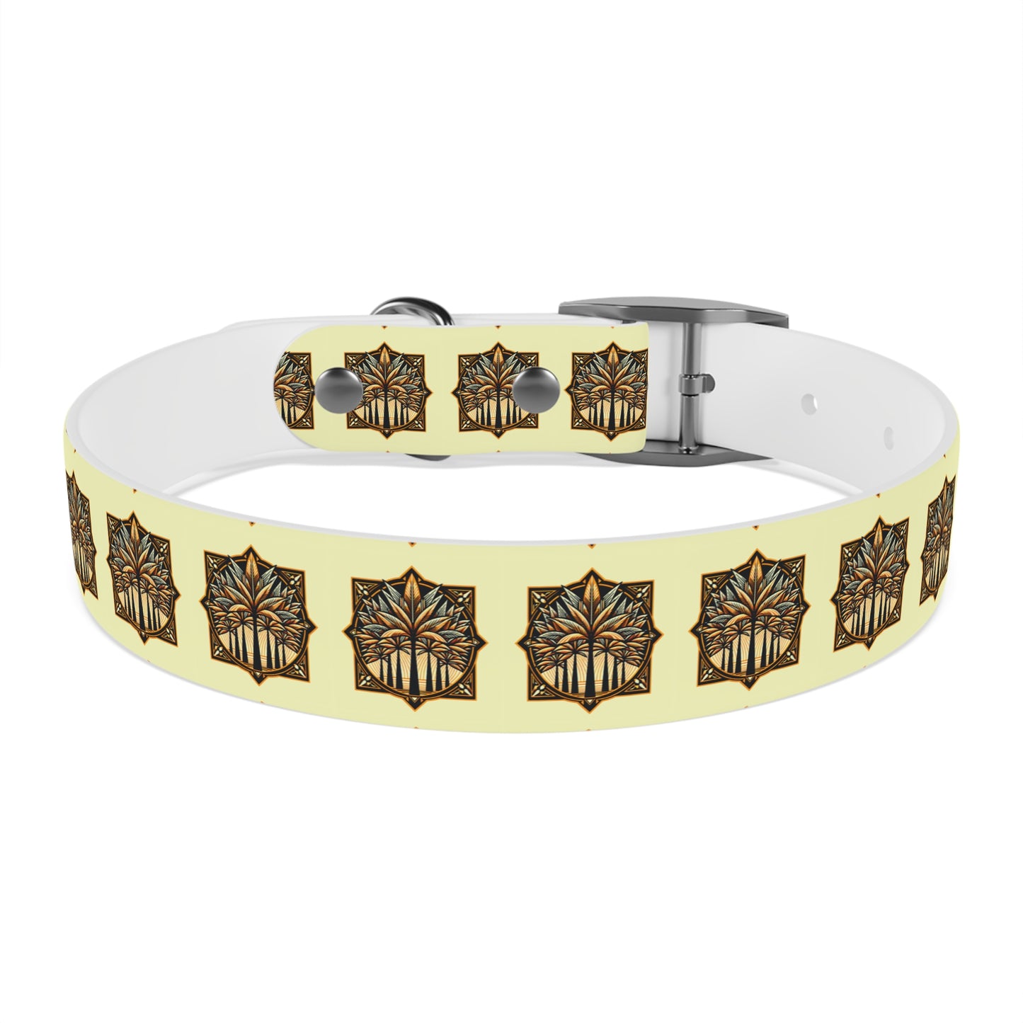 Dog Collar - Deco Palm Trees, Buttercream