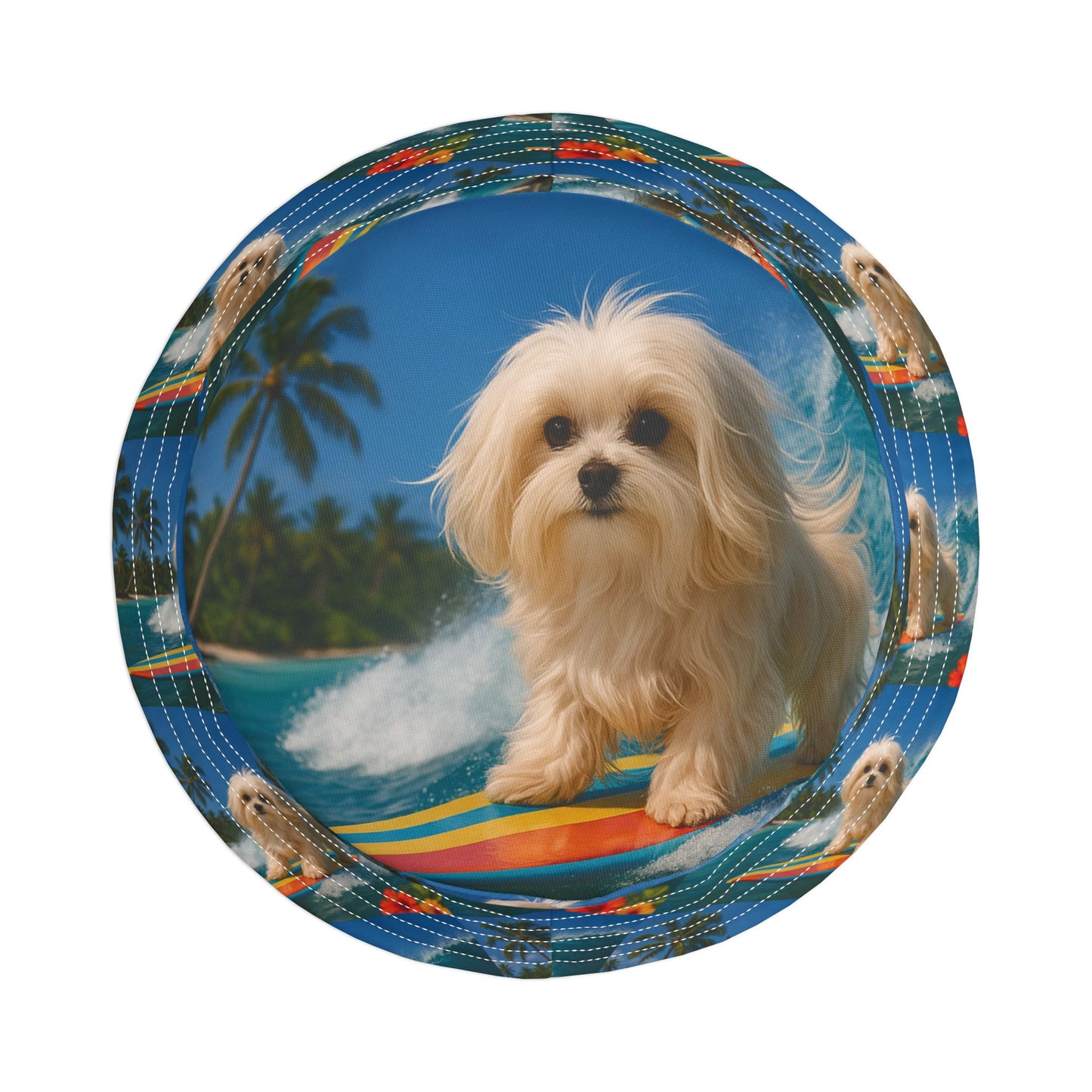 Tropical Polyester Bucket Hat, 2 Sizes - Puppy Ariel the Dog Surfer
