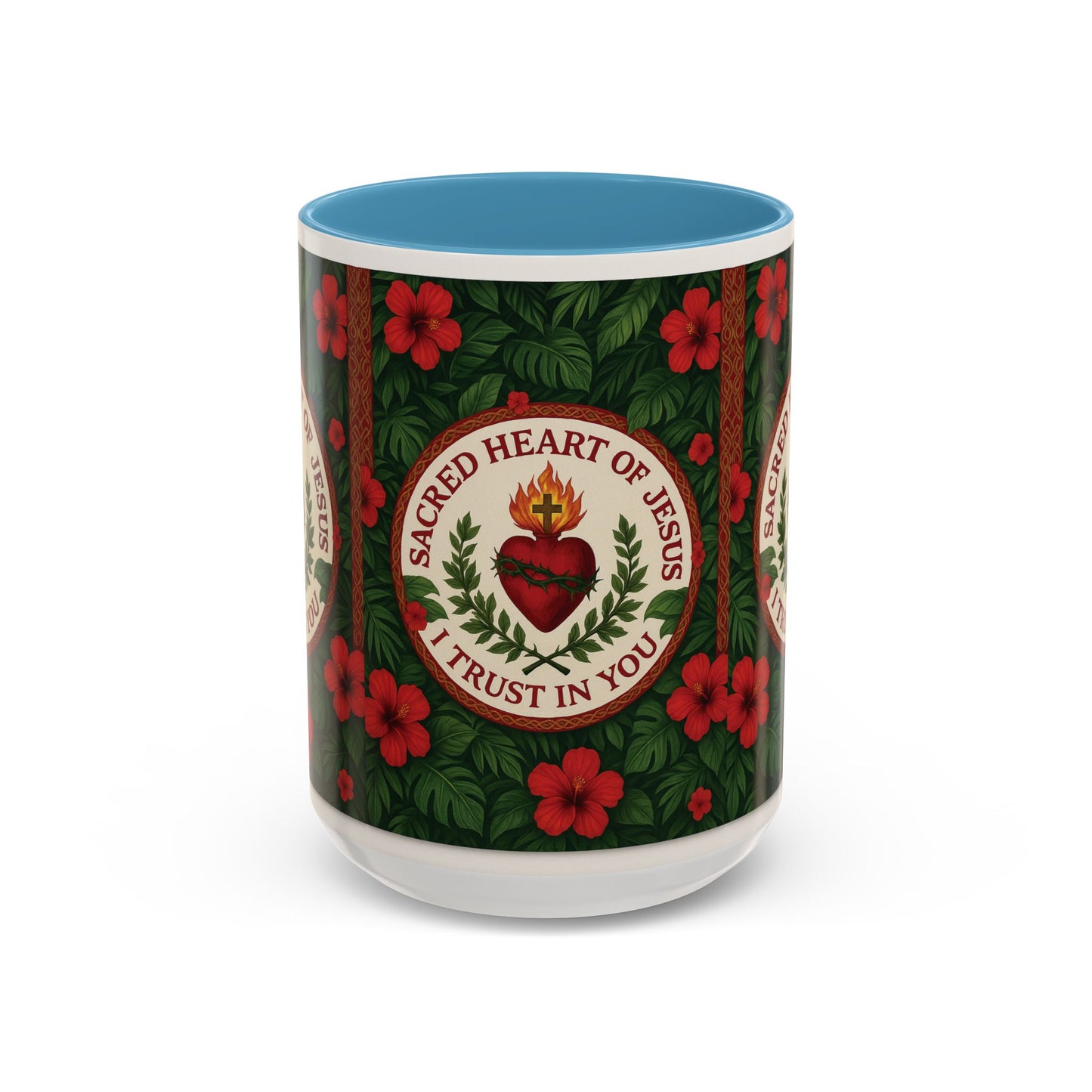 Religious Accent Color Coffee Mug (11, 15oz) / Sacred Heart of Jesus Prayer, Various Colors
