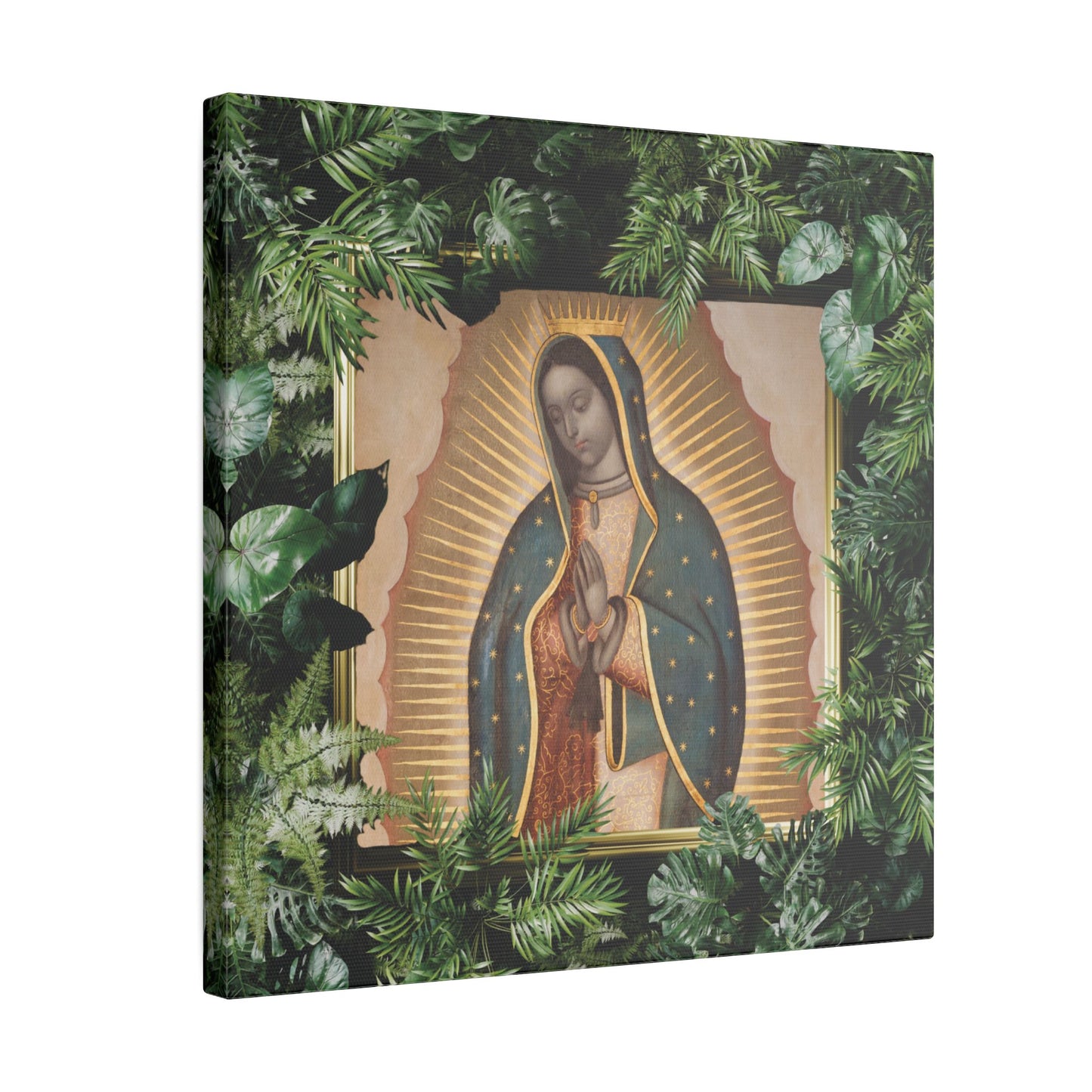 "Tropical Our Lady of Guadalupe" Religious Canvas Artwork - Stretched Canvas Print / Virgin Mary