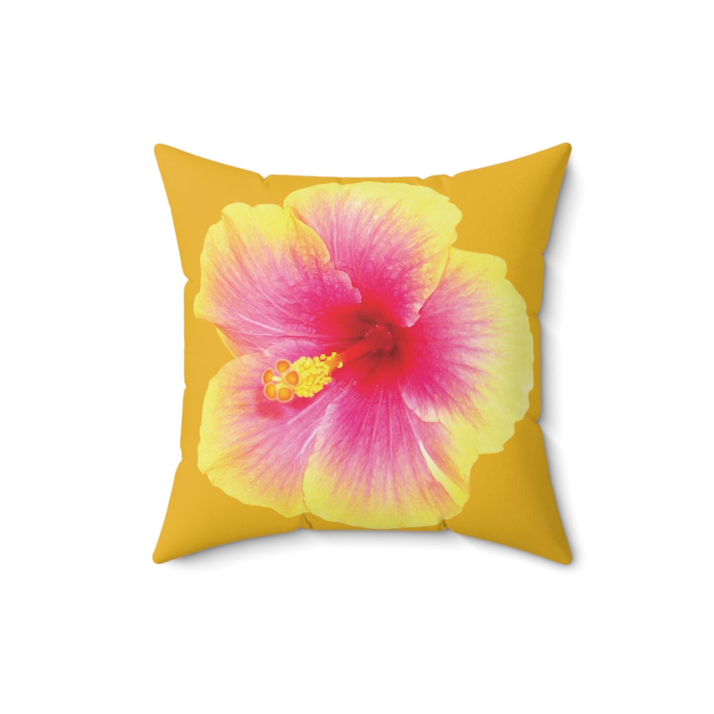 Decorative Pillow - Accent Cushion, 4 Sizes / Photo Yellow Hibiscus, Yellow