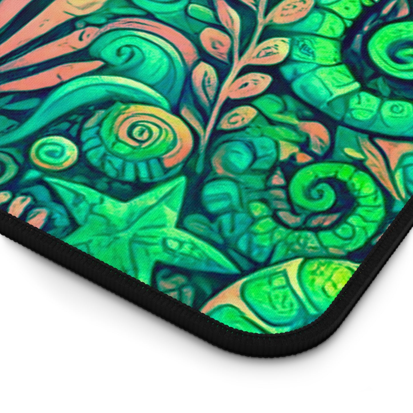 Tropical Mouse Pad/Desk Mat, 3 Sizes - Perfect for Home Office / Seahorses, Hot Lime