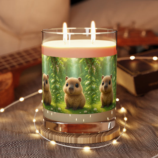 Baby Capybara Scented Candle - 11oz Full Glass, Tropical Decor