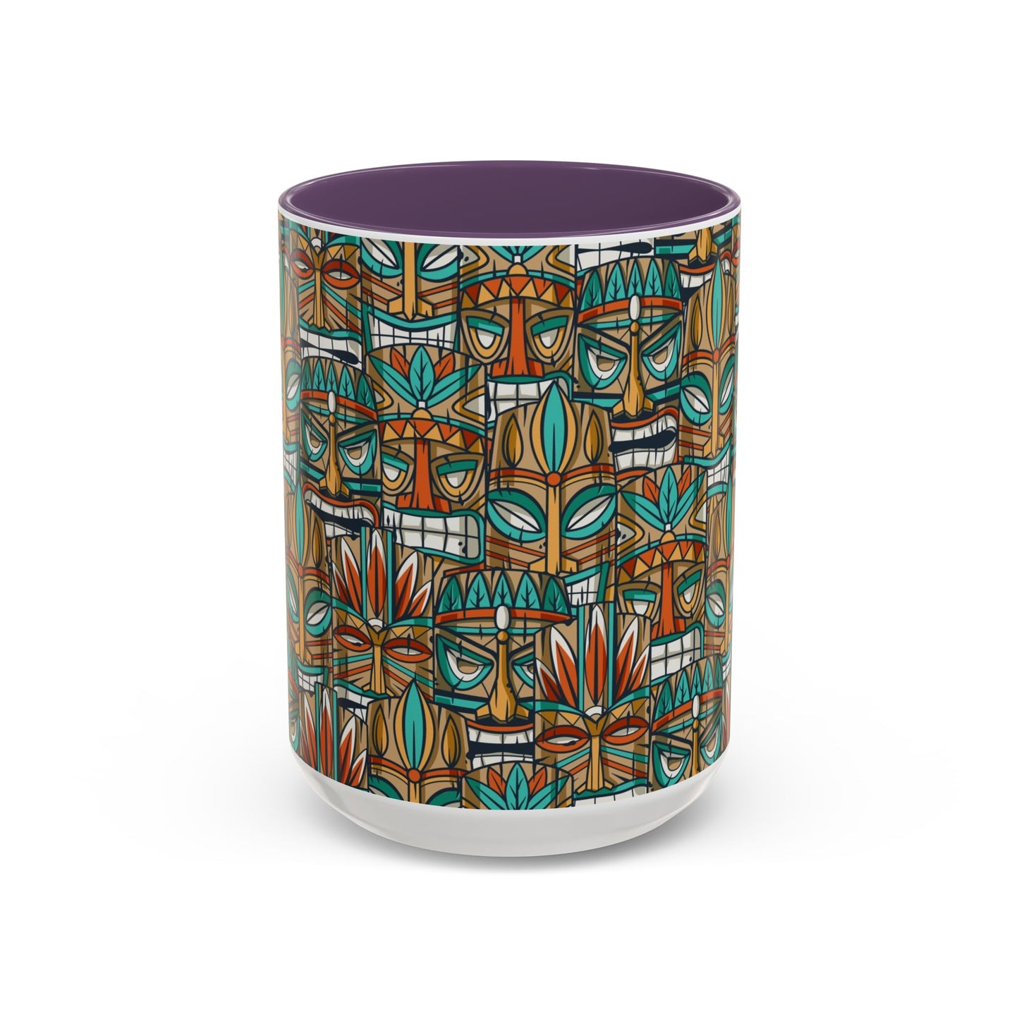 Accent Coffee Mug (11, 15oz), 8 Colors - Turquoise Tiki Party