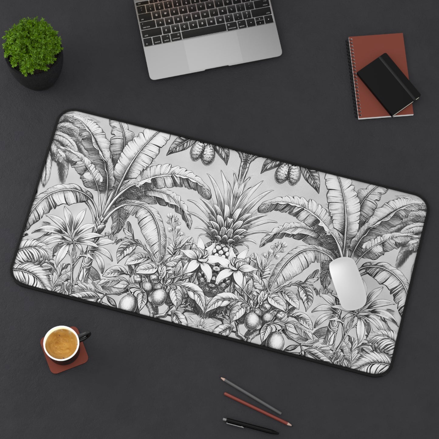 Tropical Mouse Pad/Desk Mat, 3 Sizes - Perfect for Home Office / Tropical Fruit, Newspaper