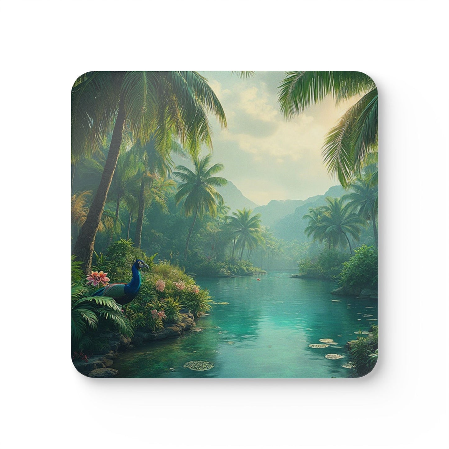 Four-piece Coaster Set - Resting Peacock