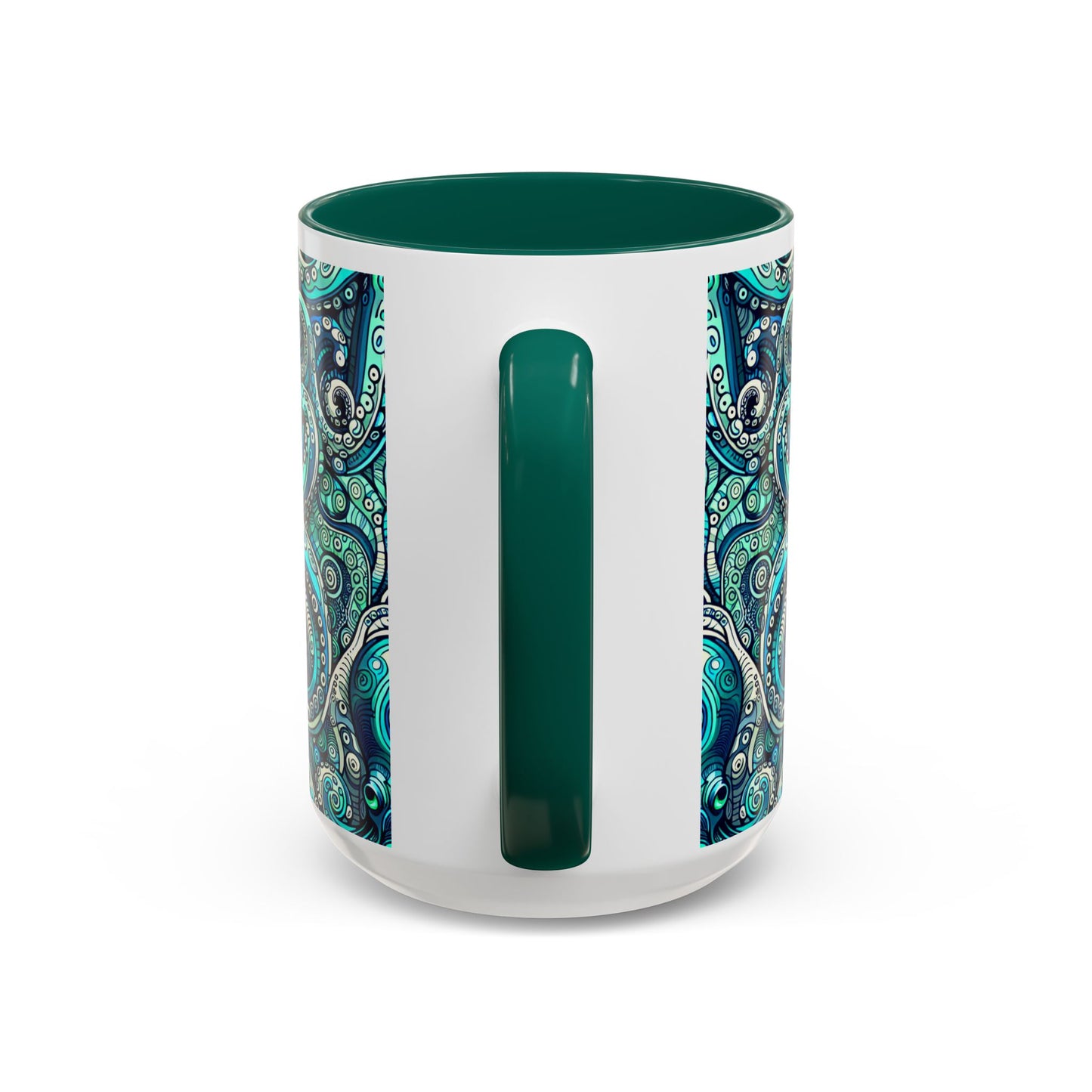 Accent Color Coffee Mug, Many Colors - 11oz & 15oz / Aqua Octopus