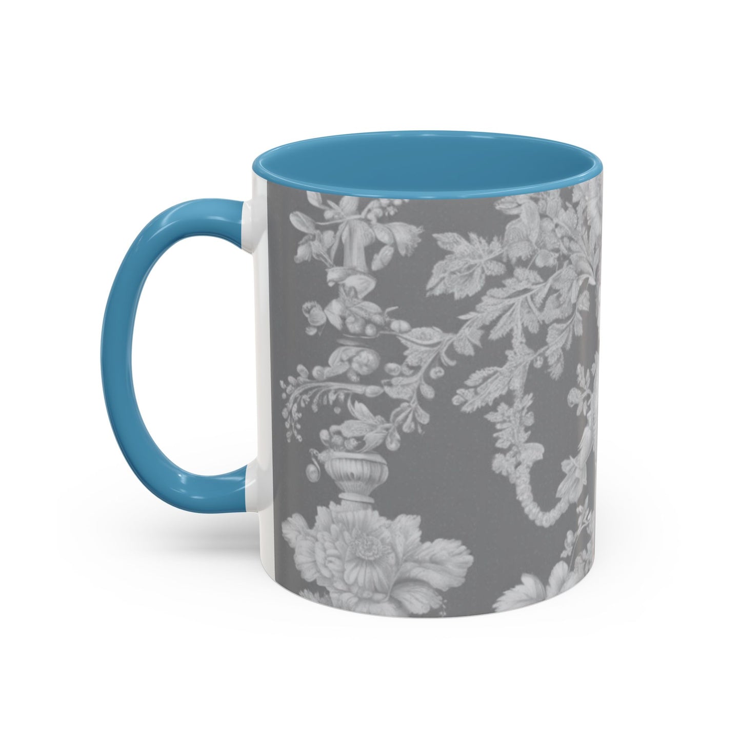 Accent Coffee Mug (11, 15oz), Pearl Lady Toile/Slate, Various Colors