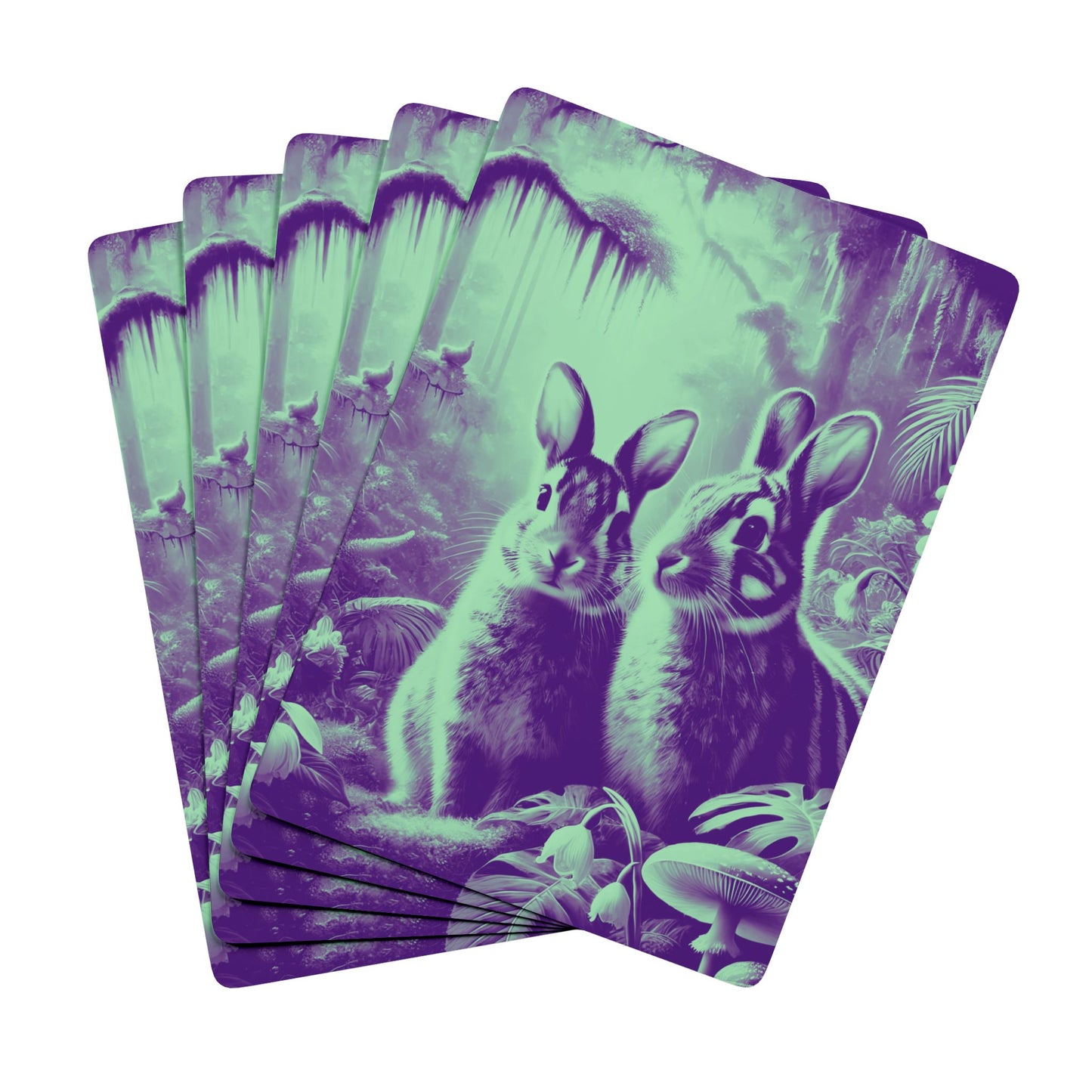 Poker Playing Cards -  Tropical Sumatran Rabbits/Minty