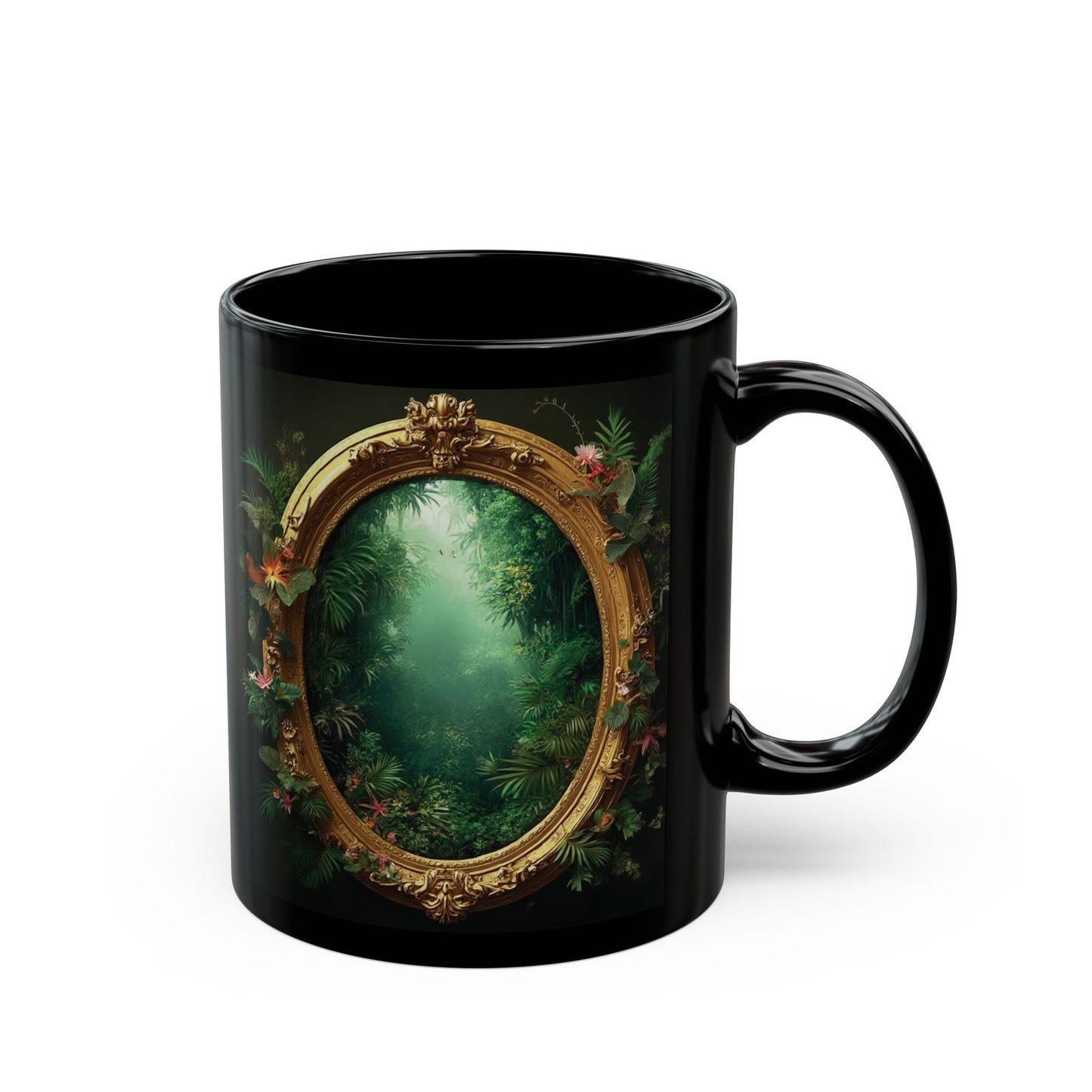 Black Coffee Mug - Golden Portal to Paradise