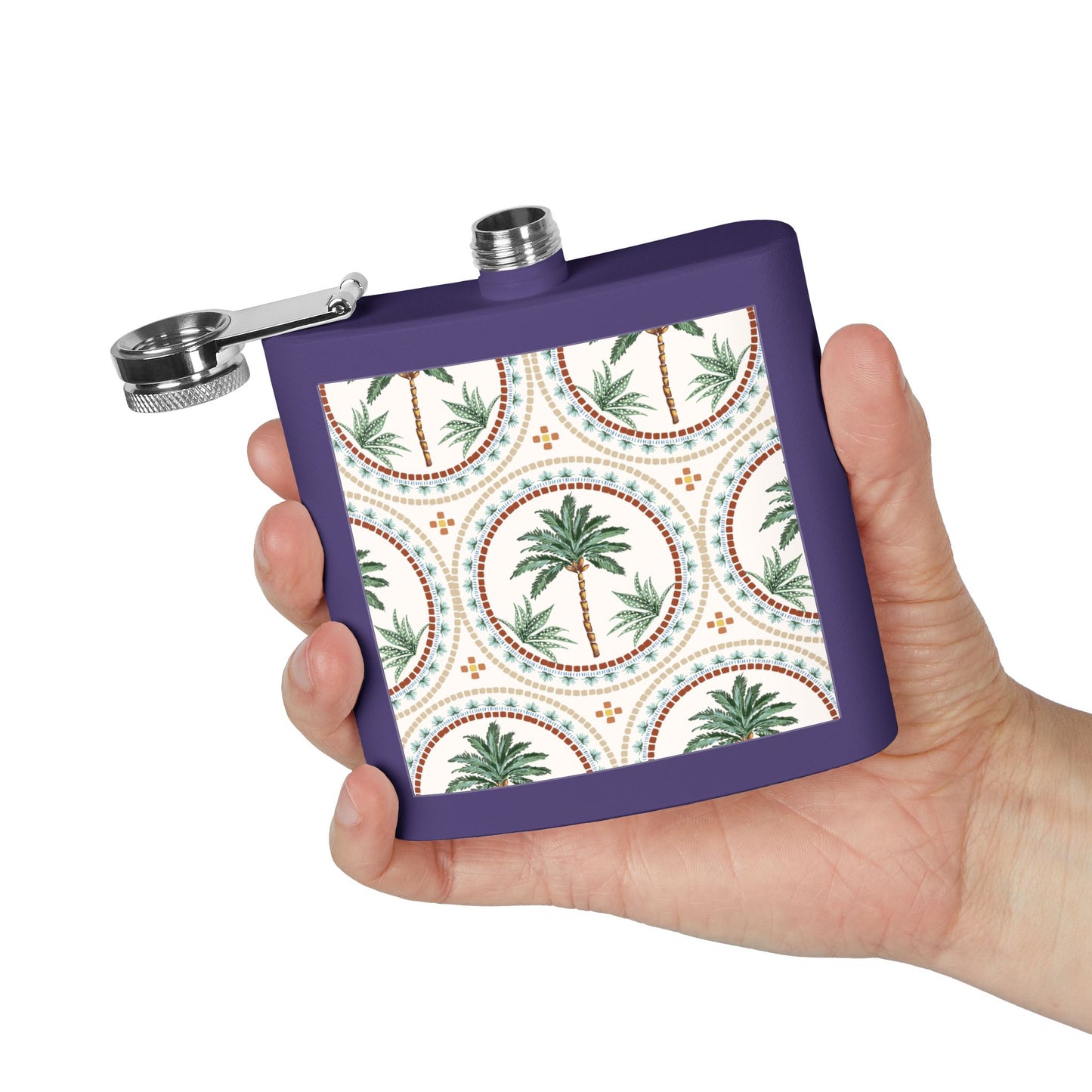 Tropical Stainless Steel 6 oz. Flask, Many Colors  – Mosaic Palms