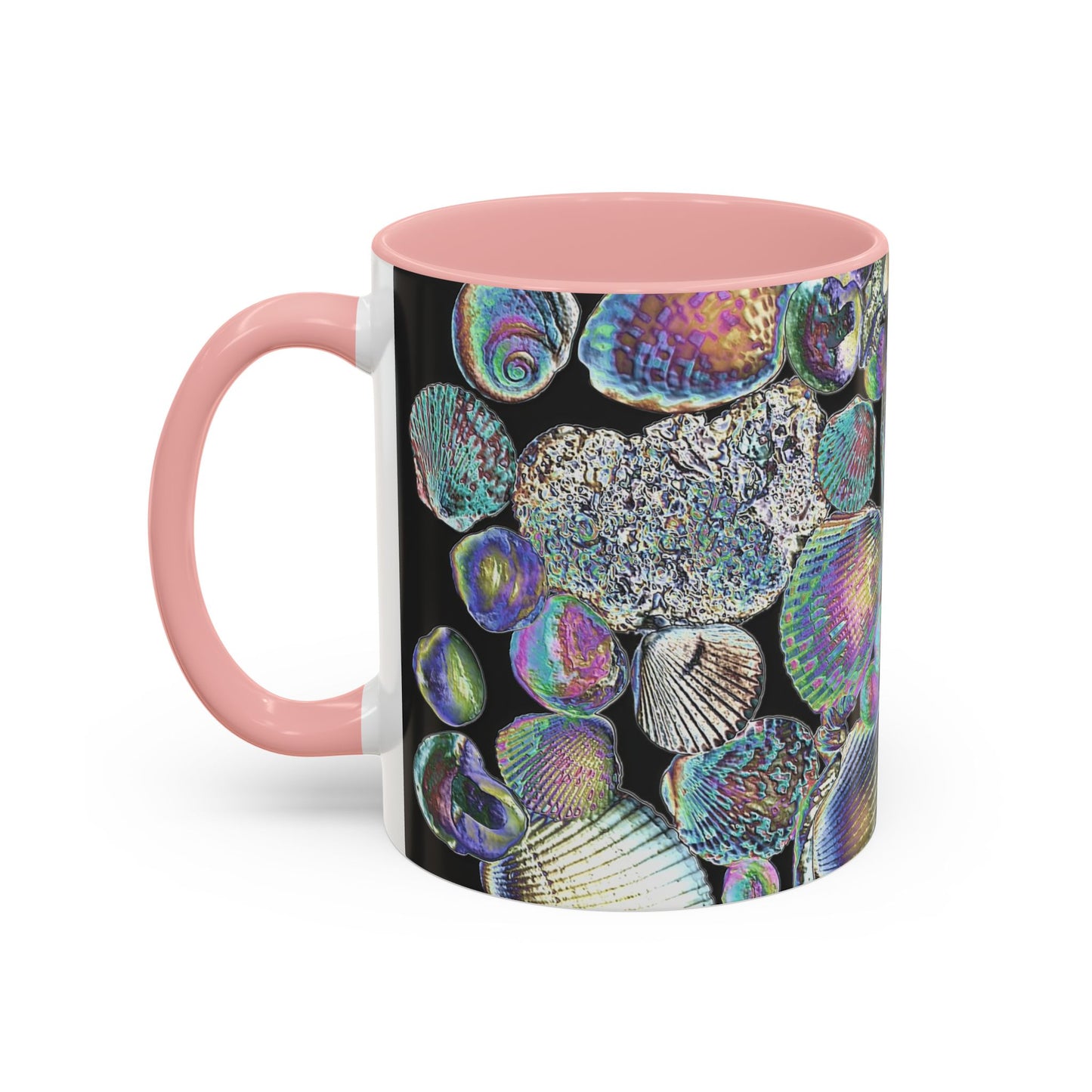 Iridescent Shells Accent Coffee Mug | Unique Sea-Inspired Drinkware / Heatwave Shell Collection