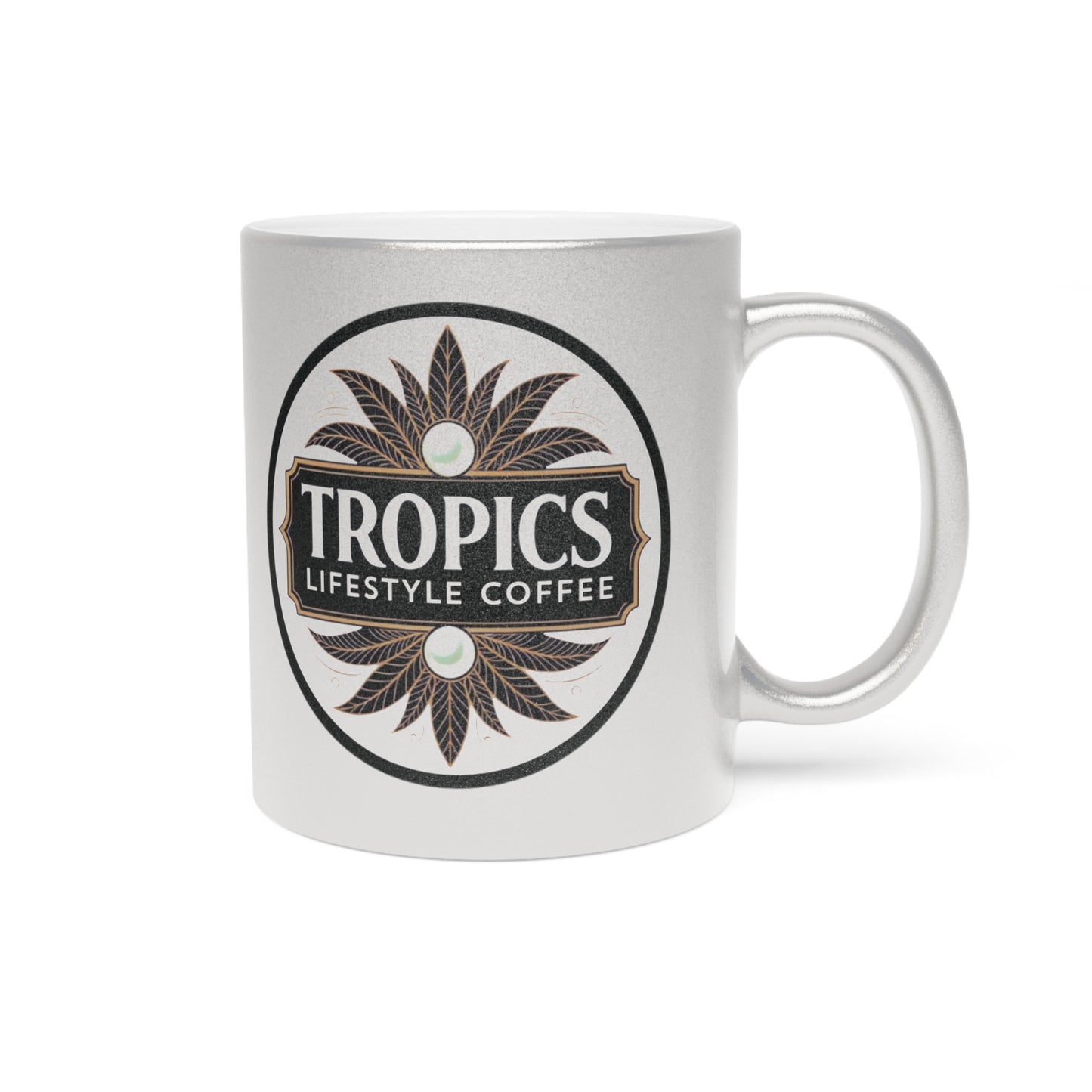 Tropical Metallic Mug, Gold or Silver - Tropics Lifestyle Coffee Logo