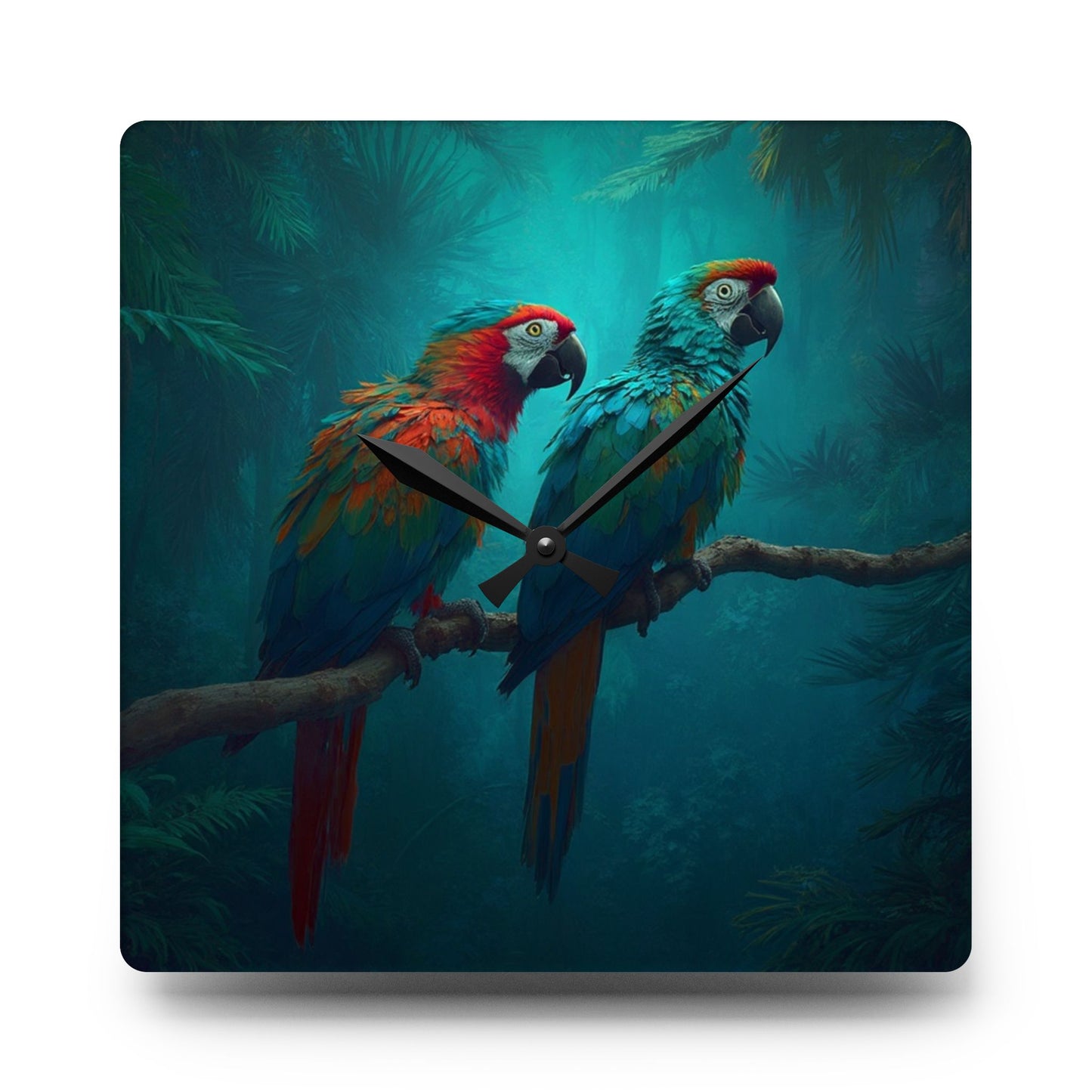 Acrylic Wall Clock, Parrot Friends