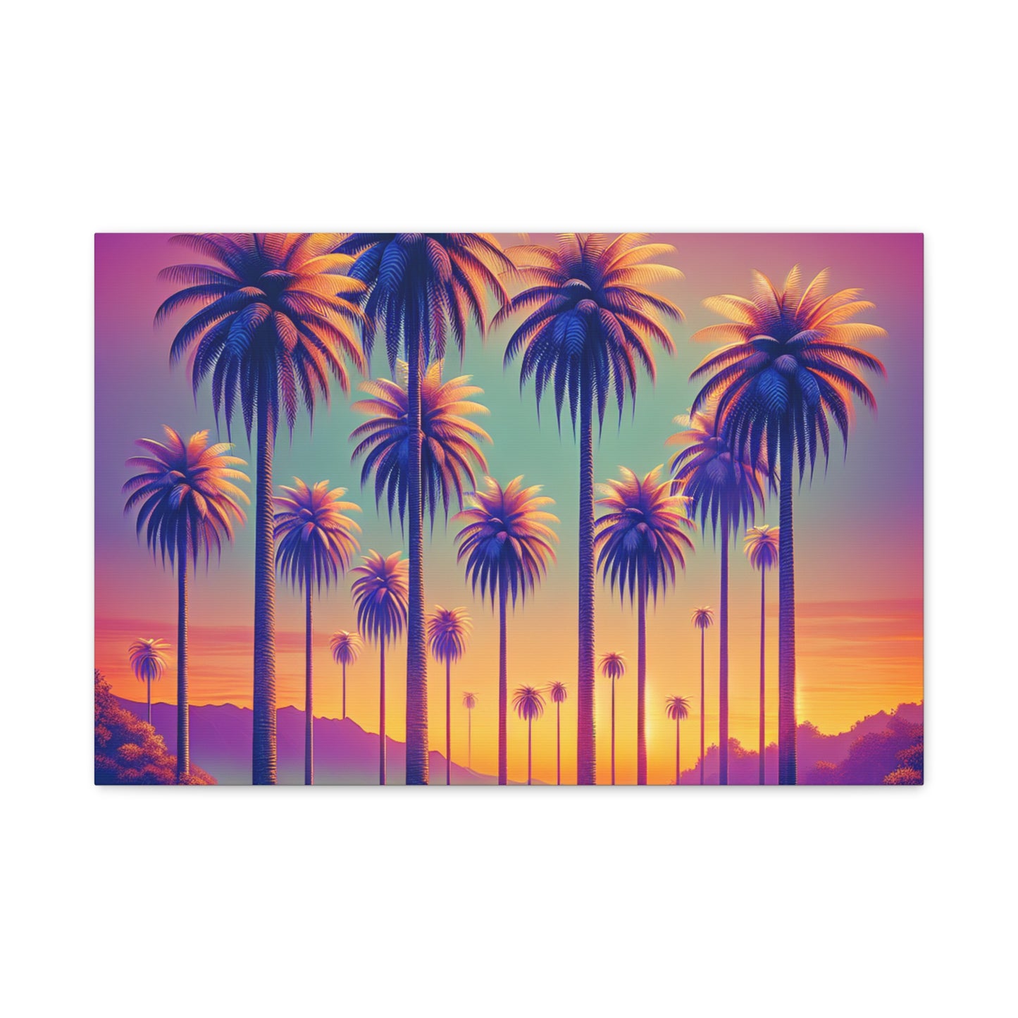 Matte Canvas, Stretched, Various Sizes / Sunset Palms
