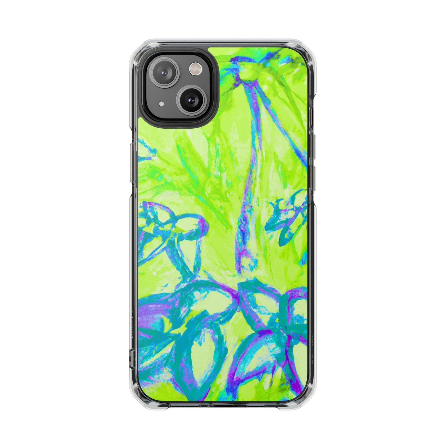 Tropical Doodles/Lime Magnetic Clear Phone Case, Many Models