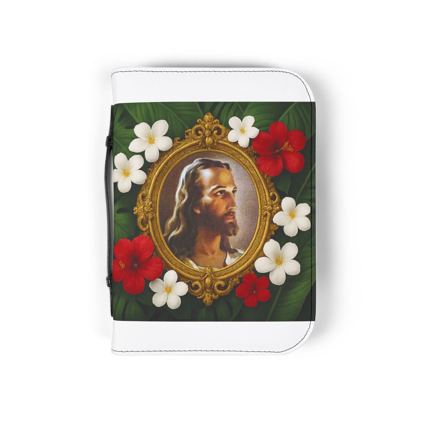 Tropical Jesus Bible Cover, White / Floral Bible Cover Protector, Christian Church Accessories