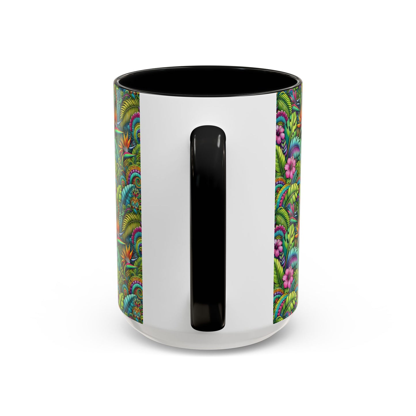Accent Color Coffee Mug (11, 15oz), Rainforest Blooms, Various Colors