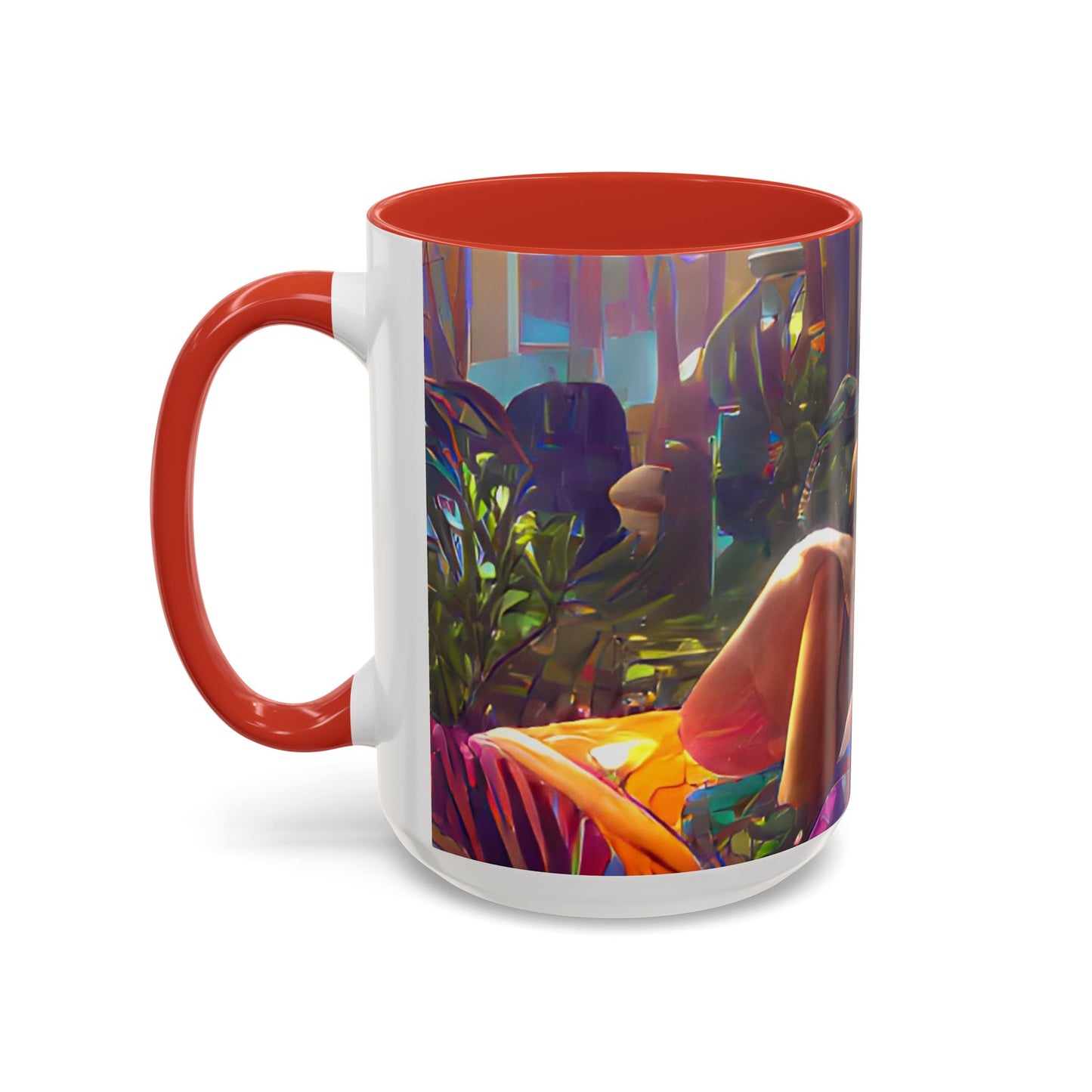 Accent Coffee Mug (11, 15oz) - Midnight Kiss in Tropical Garden