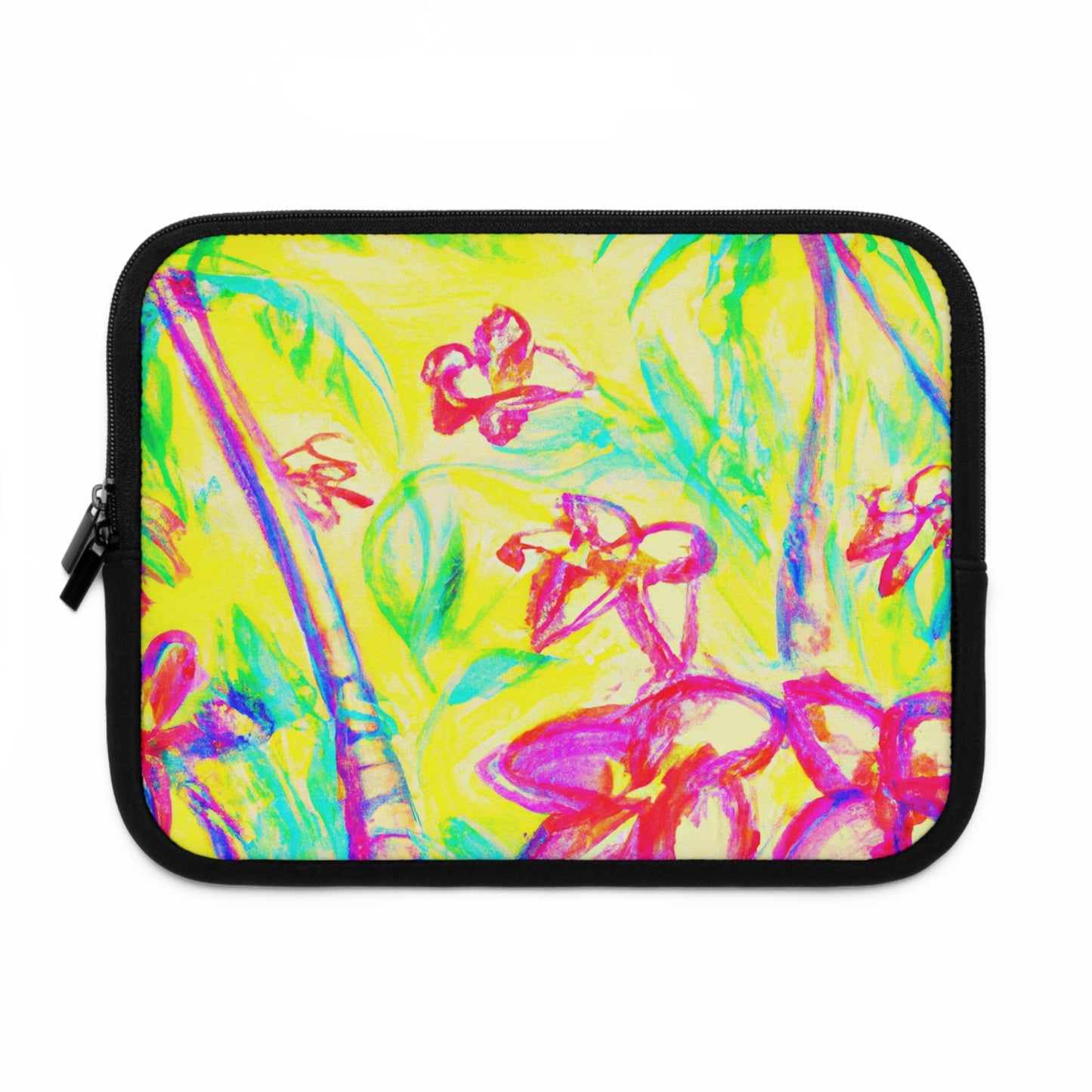Tropical Laptop Sleeve, 5 Sizes - Perfect for Beach Lovers & Students / Tropical Doodles, Yellow