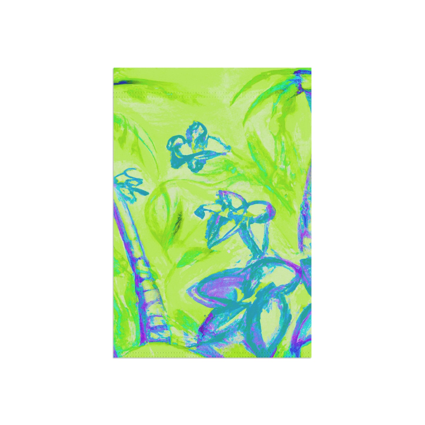 Tropical Garden Flag - Perfect for Outdoor Decor / Beach Tropical Doodles, Lime