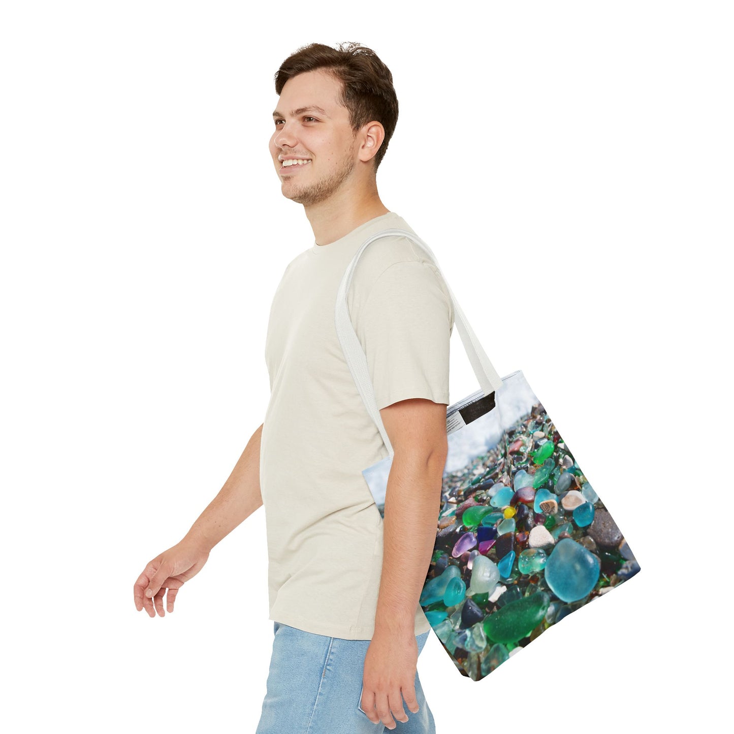 Beach Glass Tote Bag - Colorful Coastal Design, 3 Sizes