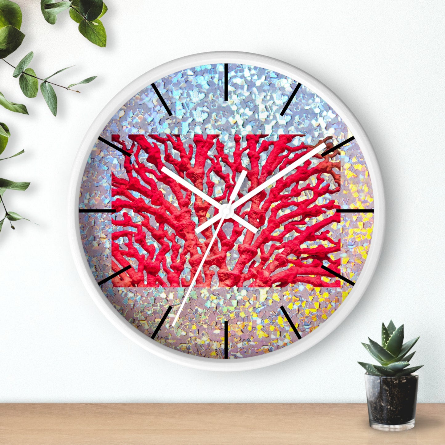 Wall Clock, Disco Red Coral, Hands/Base Variants