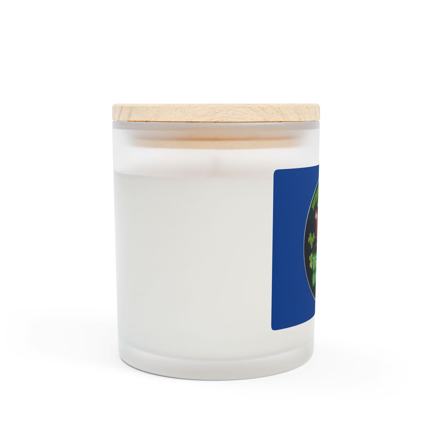 Frosted Glass Candle, 11oz - Two Brazilian Parrots, Dark Blue