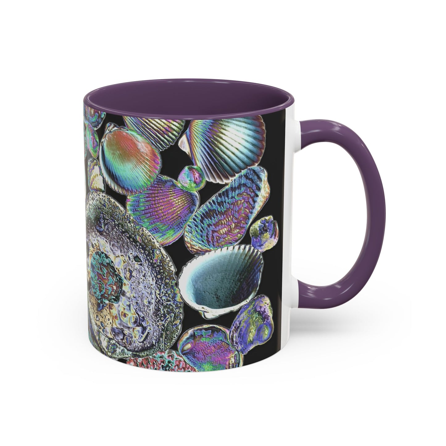 Iridescent Shells Accent Coffee Mug | Unique Sea-Inspired Drinkware / Heatwave Shell Collection