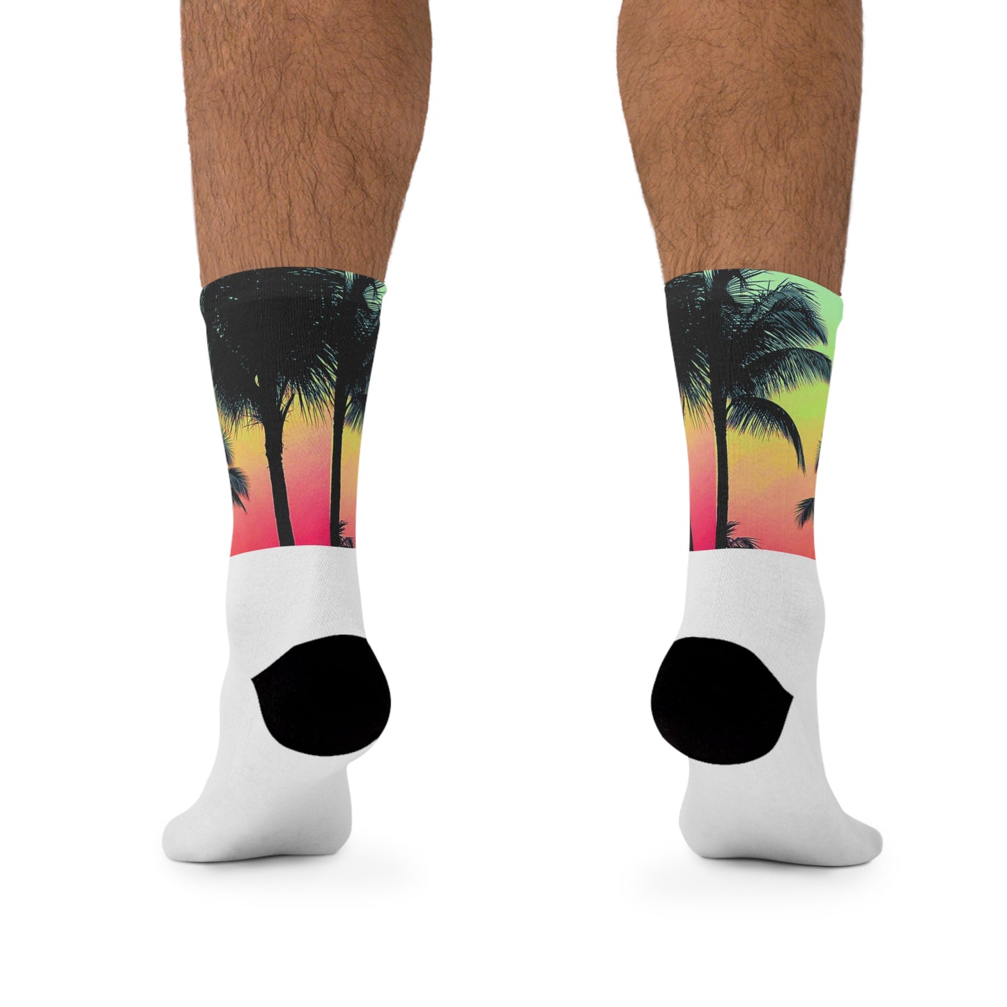 Recycled Poly Socks, Palm Glow Sangria/White