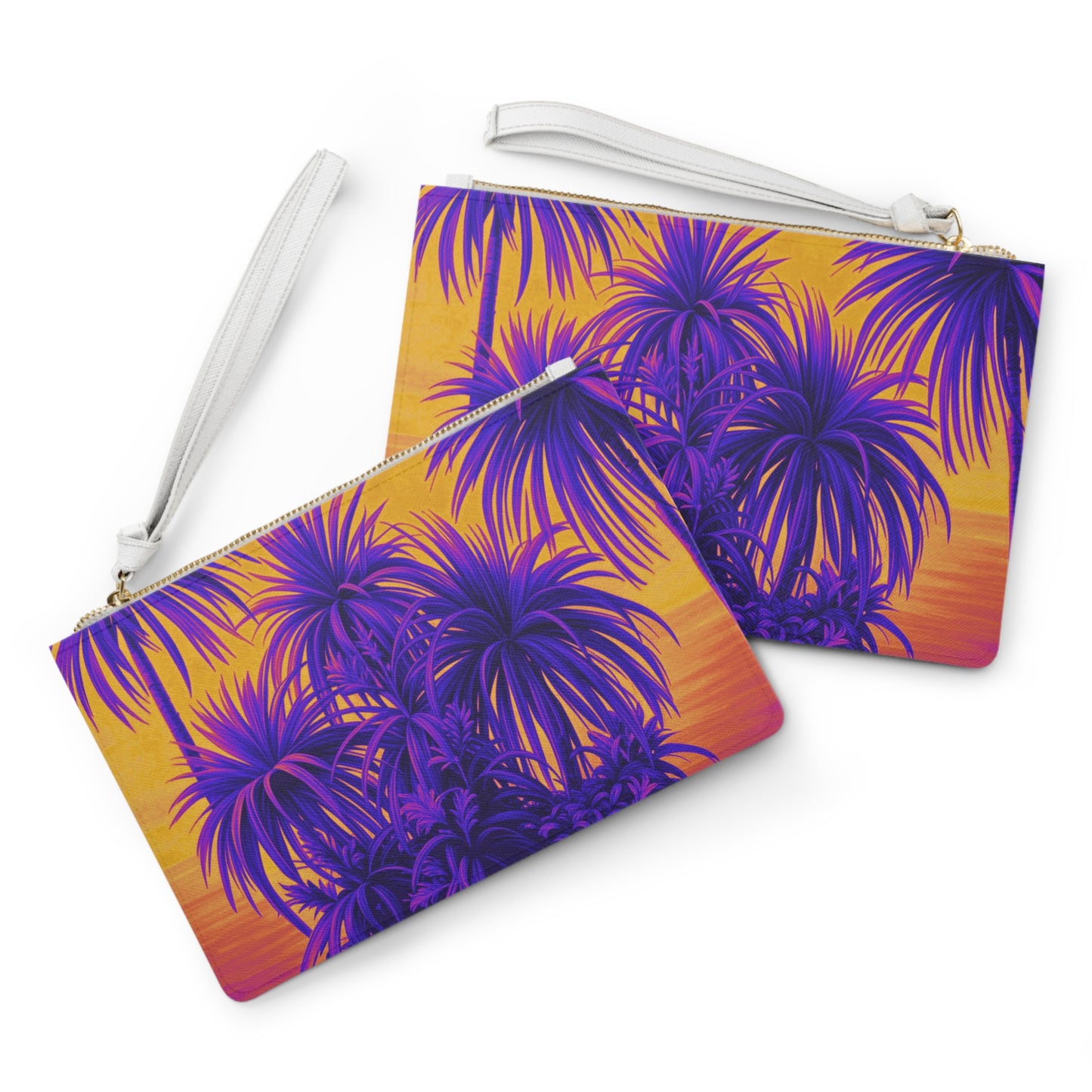 Tropical Faux Leather Clutch Bag - Perfect for Beach Adventures & Summer Vacations / Tiny Palm Island, Pop