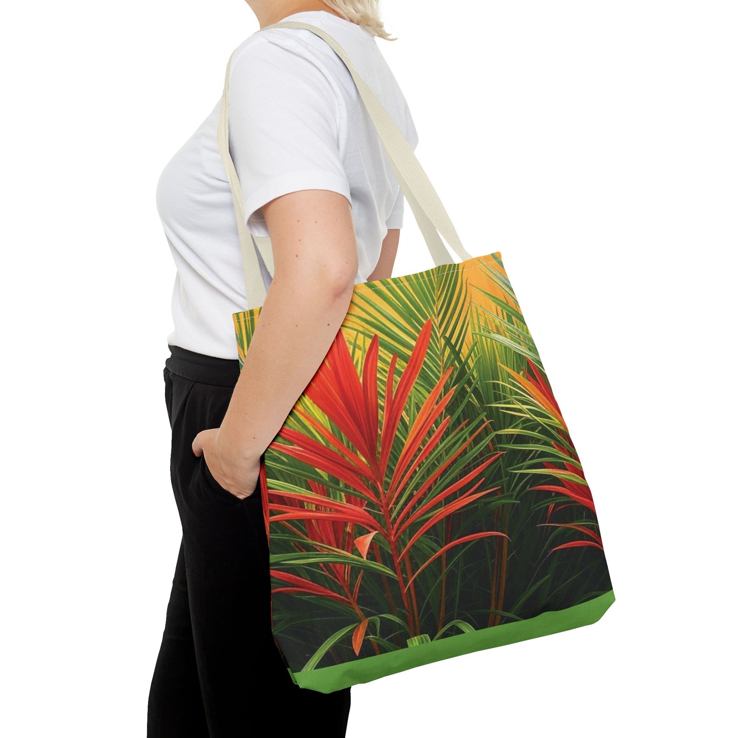 Red Flame Palm Tote Bag - 3 Sizes