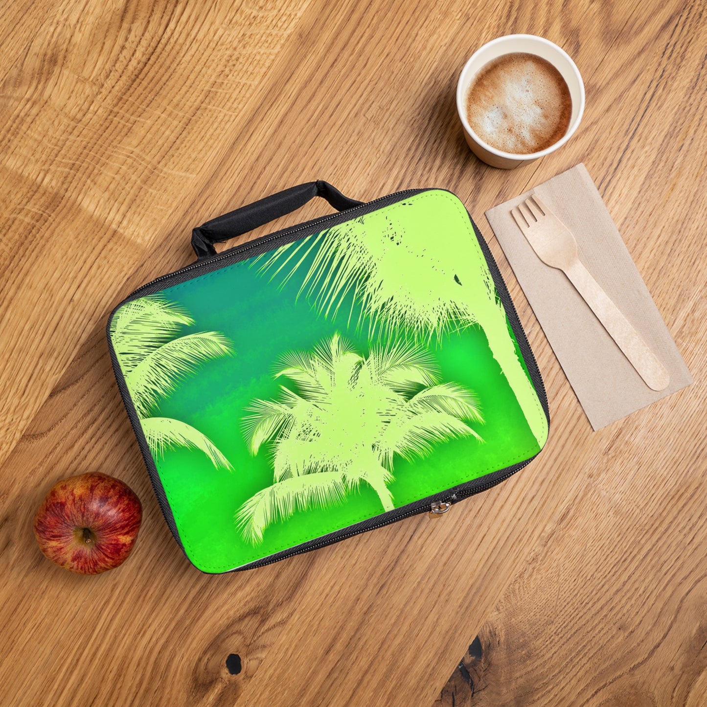 Palm Glow/Green Lunch Bag - Eco-Friendly Insulated Tote, Adult and Child Lunchbox / Perfect for Picnics, Beach Outings
