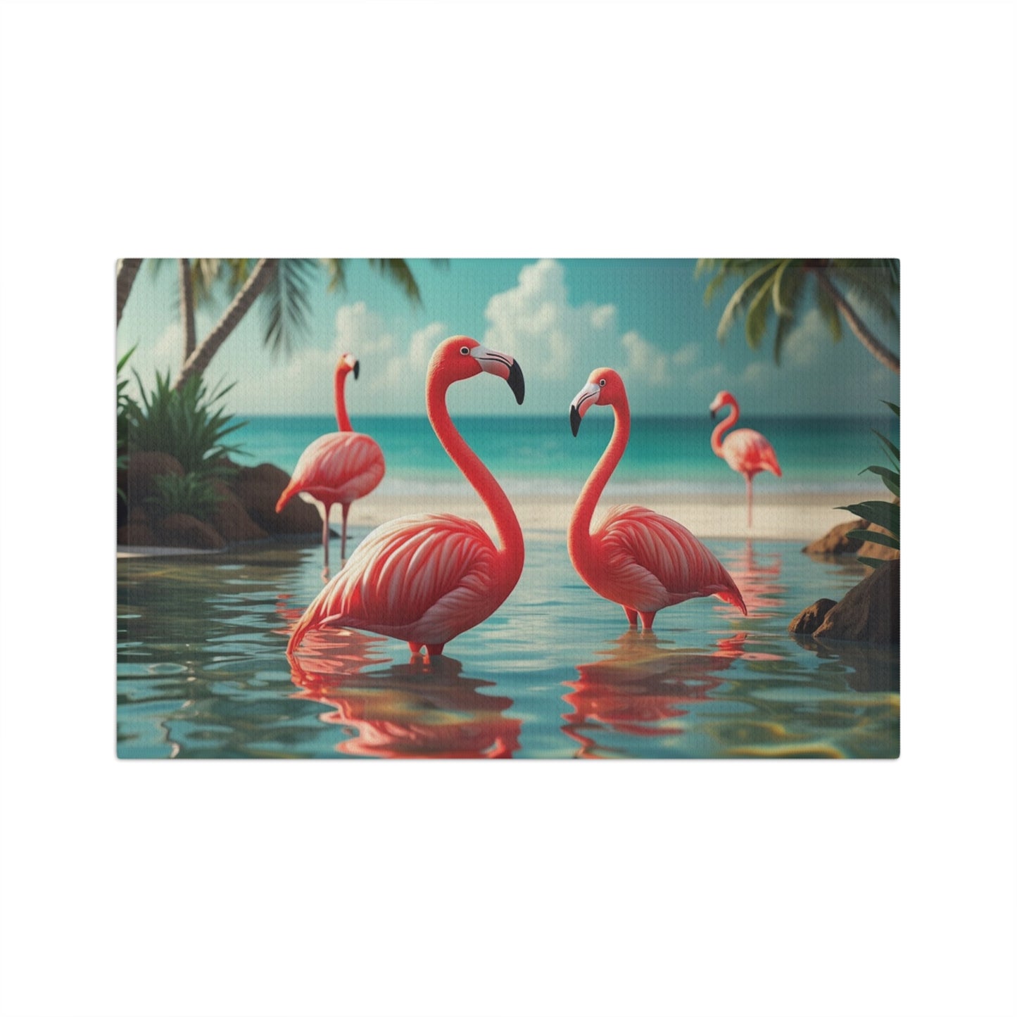Microfiber Coffee/Tea Towel — Pink Flamingos Morning Dip