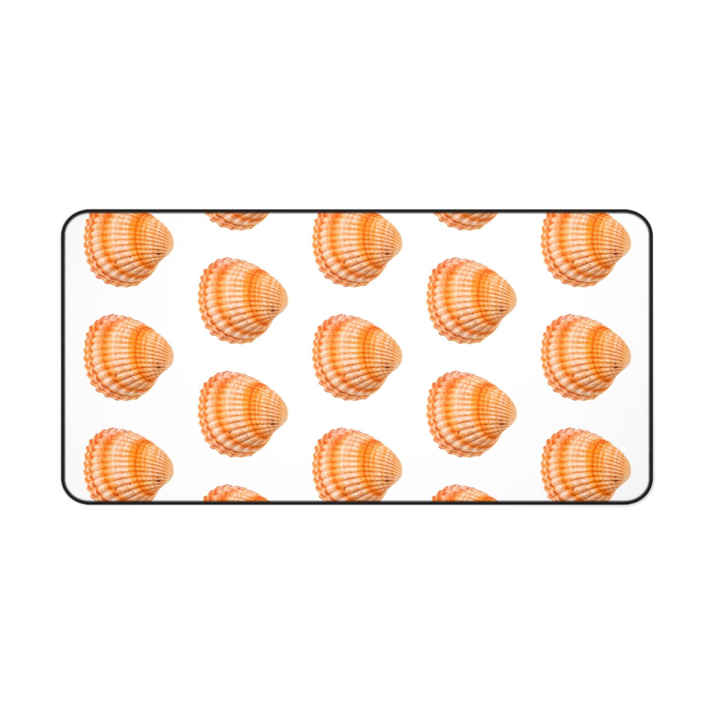 Tropical Mouse Pad/Desk Mat, 3 Sizes - Seashell Design, Perfect for Home Office / Orange Scallop, White