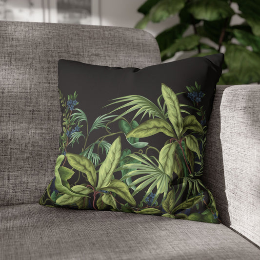 Faux Suede Square Pillowcase - Midnight Jungle