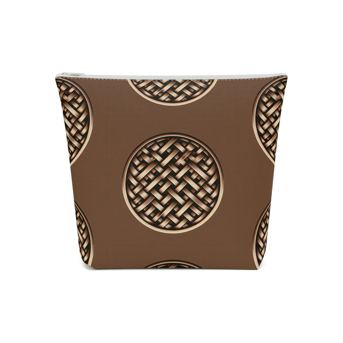 Tropical Cotton Cosmetic Bag - Makeup Pouch, 5 Sizes / Brown Wicker Button