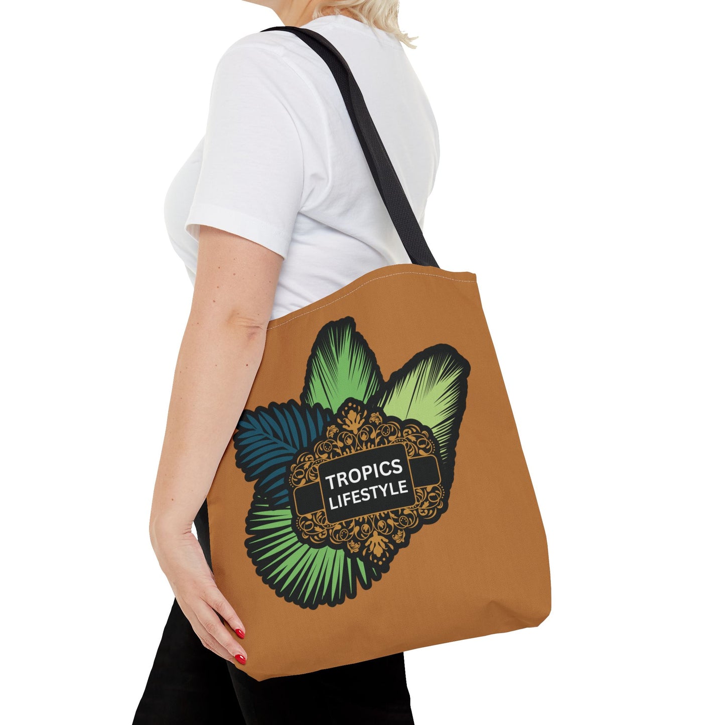 Elegant Tropics Lifestyle Logo Tote Bag - 3 Sizes, Lt. Brown