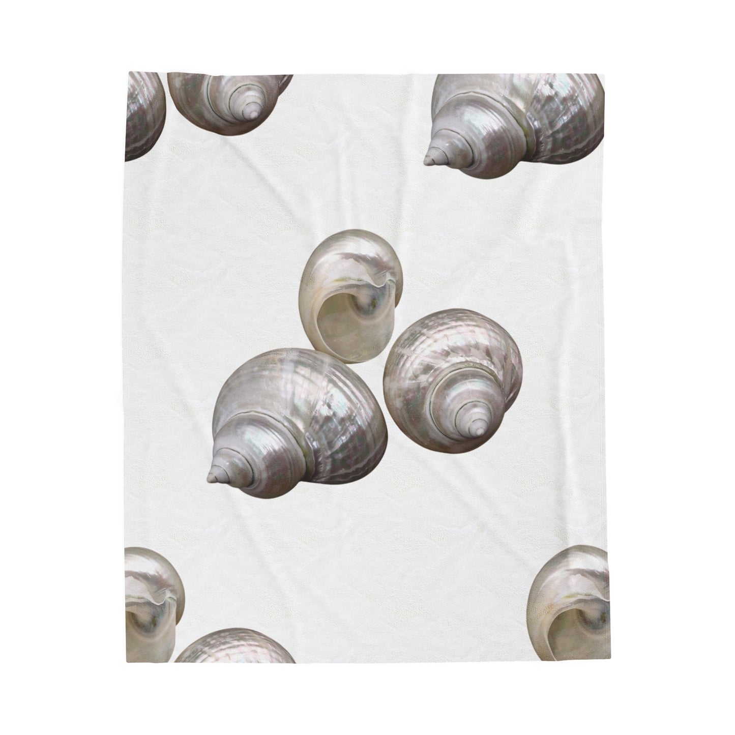 Tropical MACRO White Nautilus Trio/White Velveteen Plush Blanket - Cozy Home Decor for Coastal Lovers