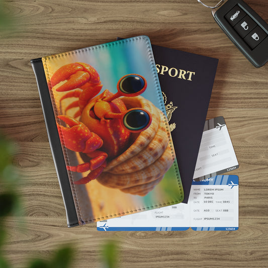Tropical Passport Cover, Faux Leather - RFID blocking for travel security / Baby Hermit Crab