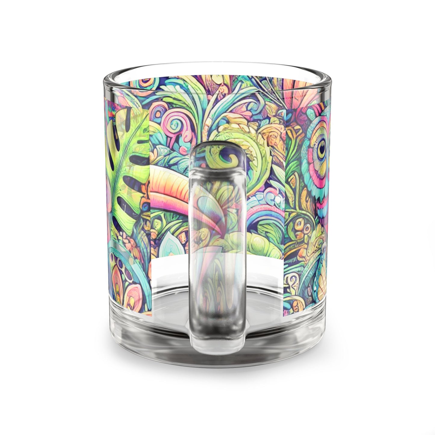 Tropical Glass Mug - 10oz Coffee Cup / Rainforest Funday
