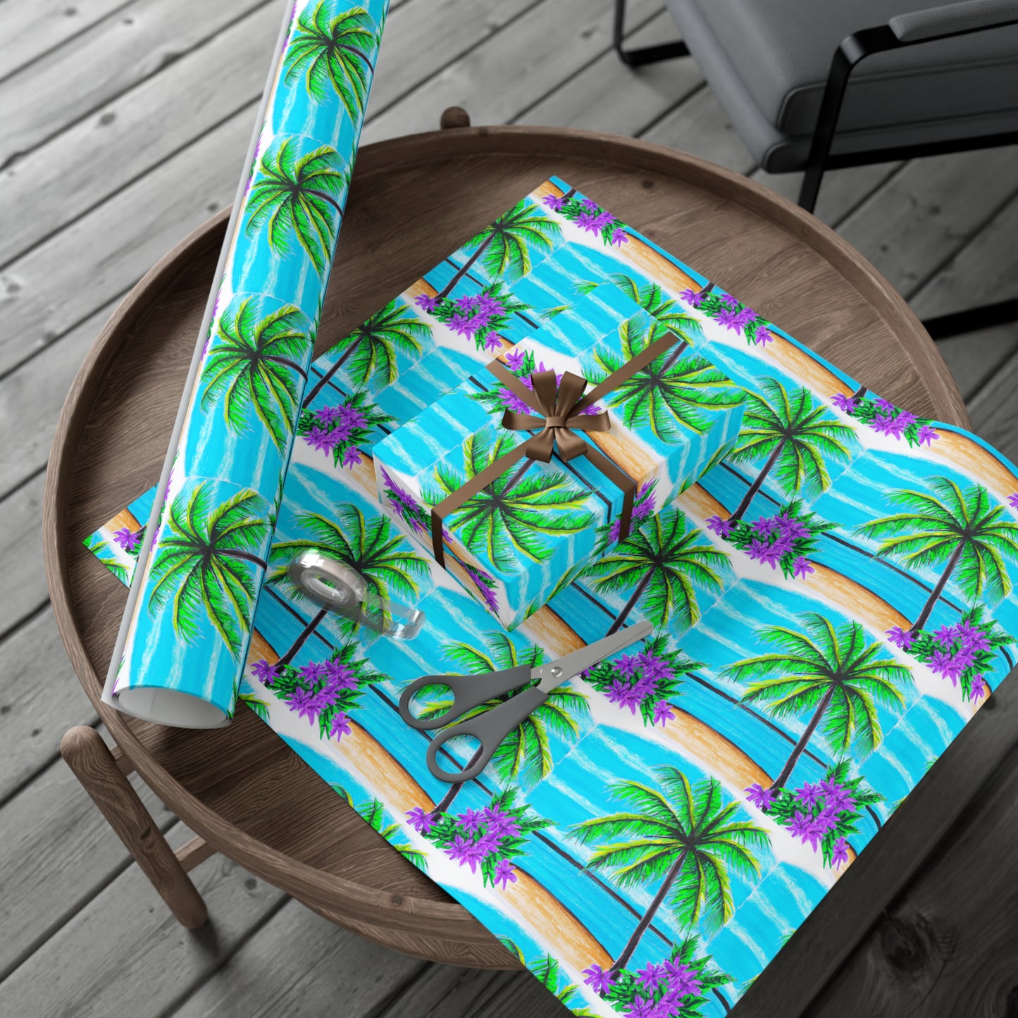 Wrapping Paper - Tropical Gift Wrap for All Occasions / 3 Sizes, 2 Finishes / Tropical Beach