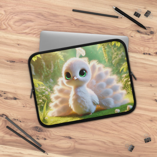 Tropical Laptop Sleeve, 5 Sizes - Perfect for Rainforest Lovers & Students / Baby White Peacock