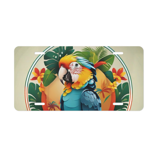 Parrot Vanity Plate - Colorful Tropical Bird Design for Cars, Trucks, and Decor