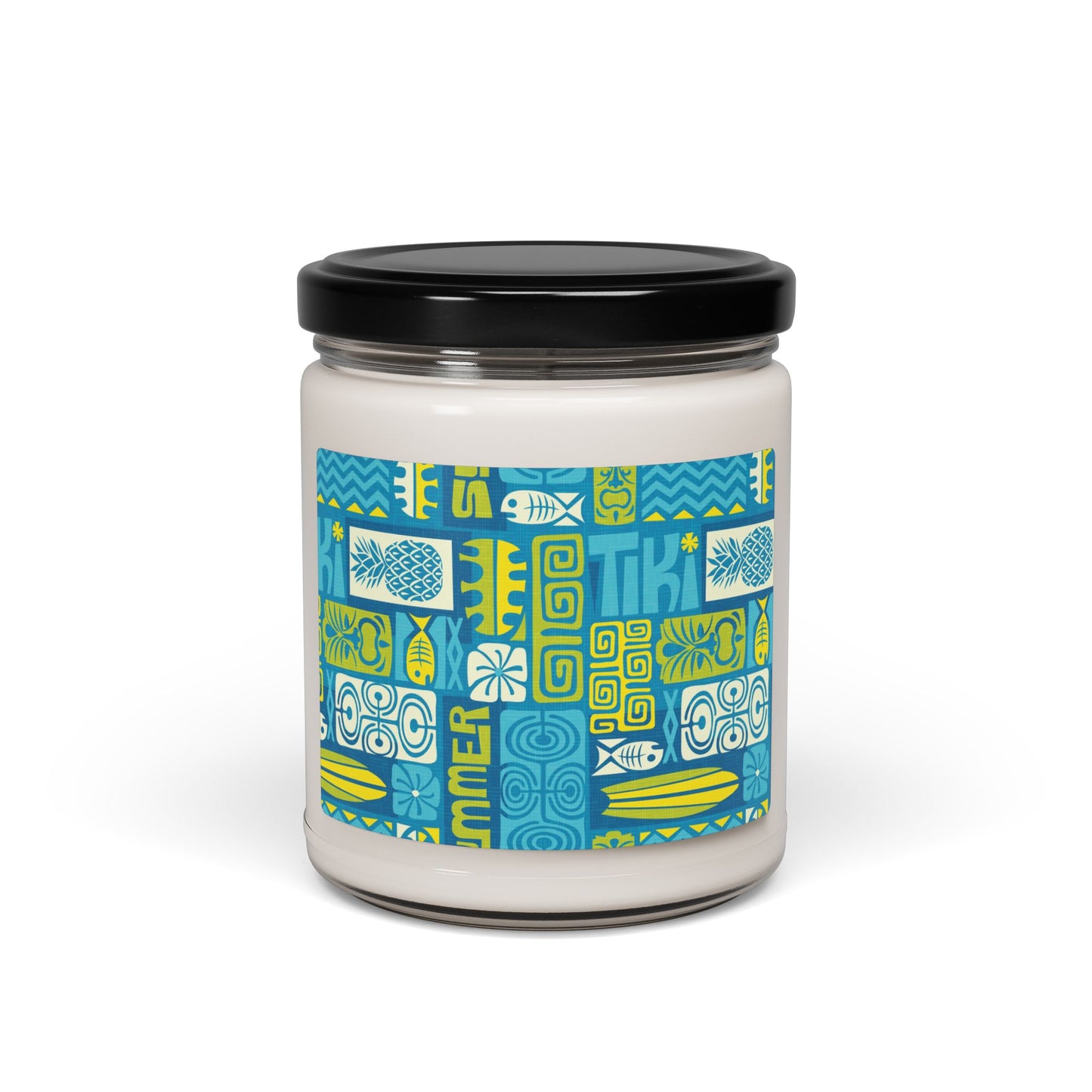 Scented Soy Candle, 9oz, Tiki Poster Blue