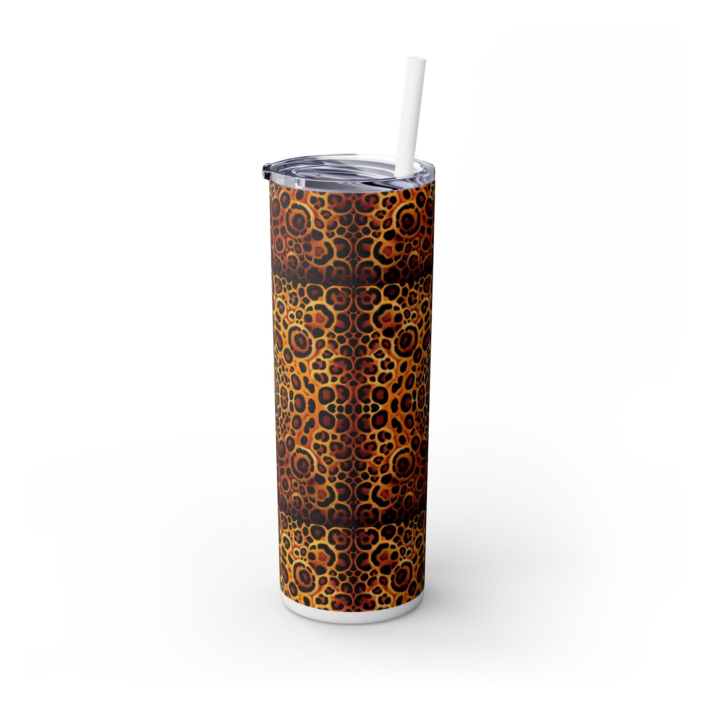 Kaleido Jaguar Spots, Skinny Matte Tumbler with Straw - 20oz Beach Vibes
