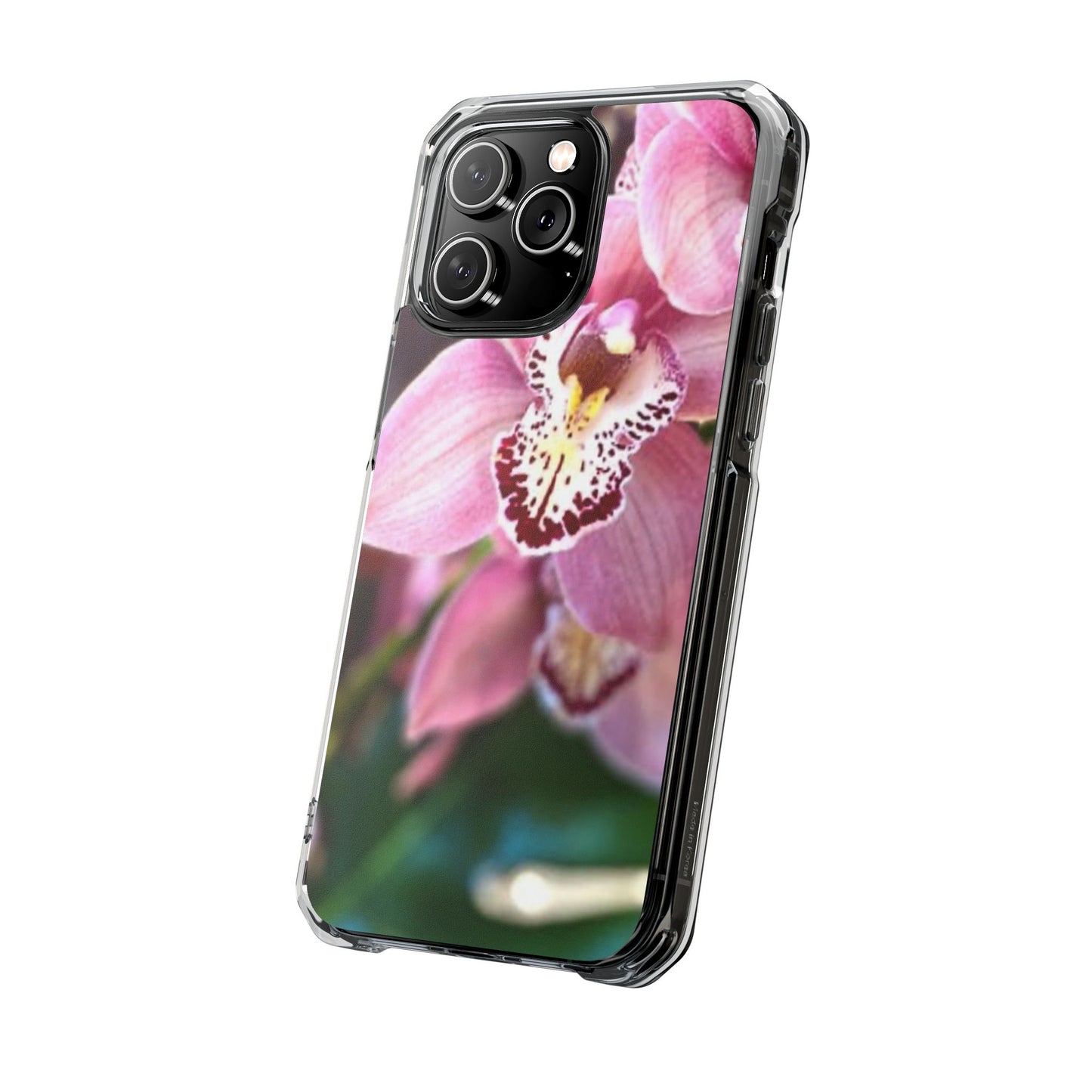 Pink Orchid/Photo Magnetic Clear Phone Case, Many Models