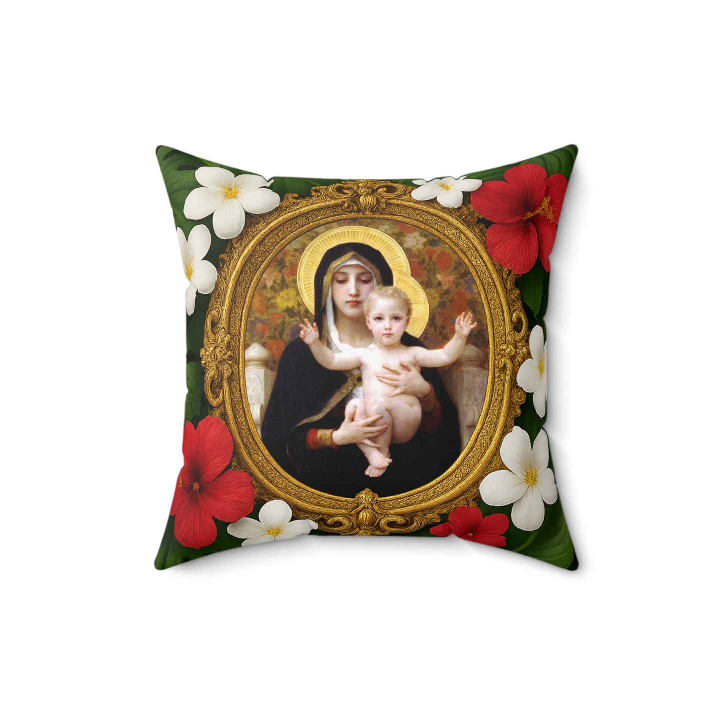 Religious Decorative Pillow - Accent Cushion, 4 Sizes / Virgin of the Lilies